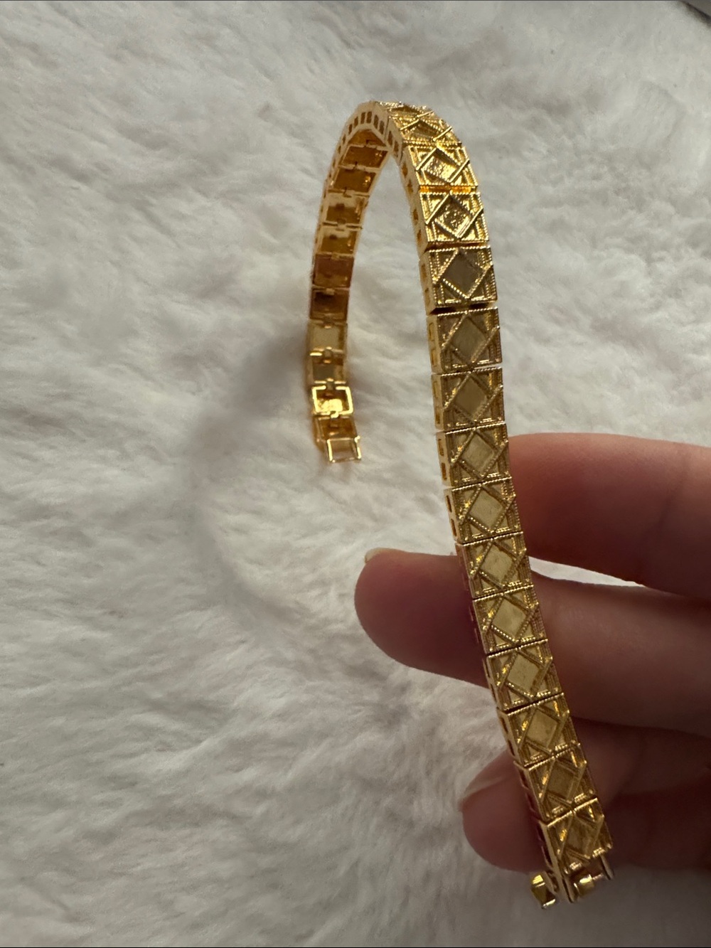 Gold Geometric Link Choker Bracelet - Women's Jewelry size 17